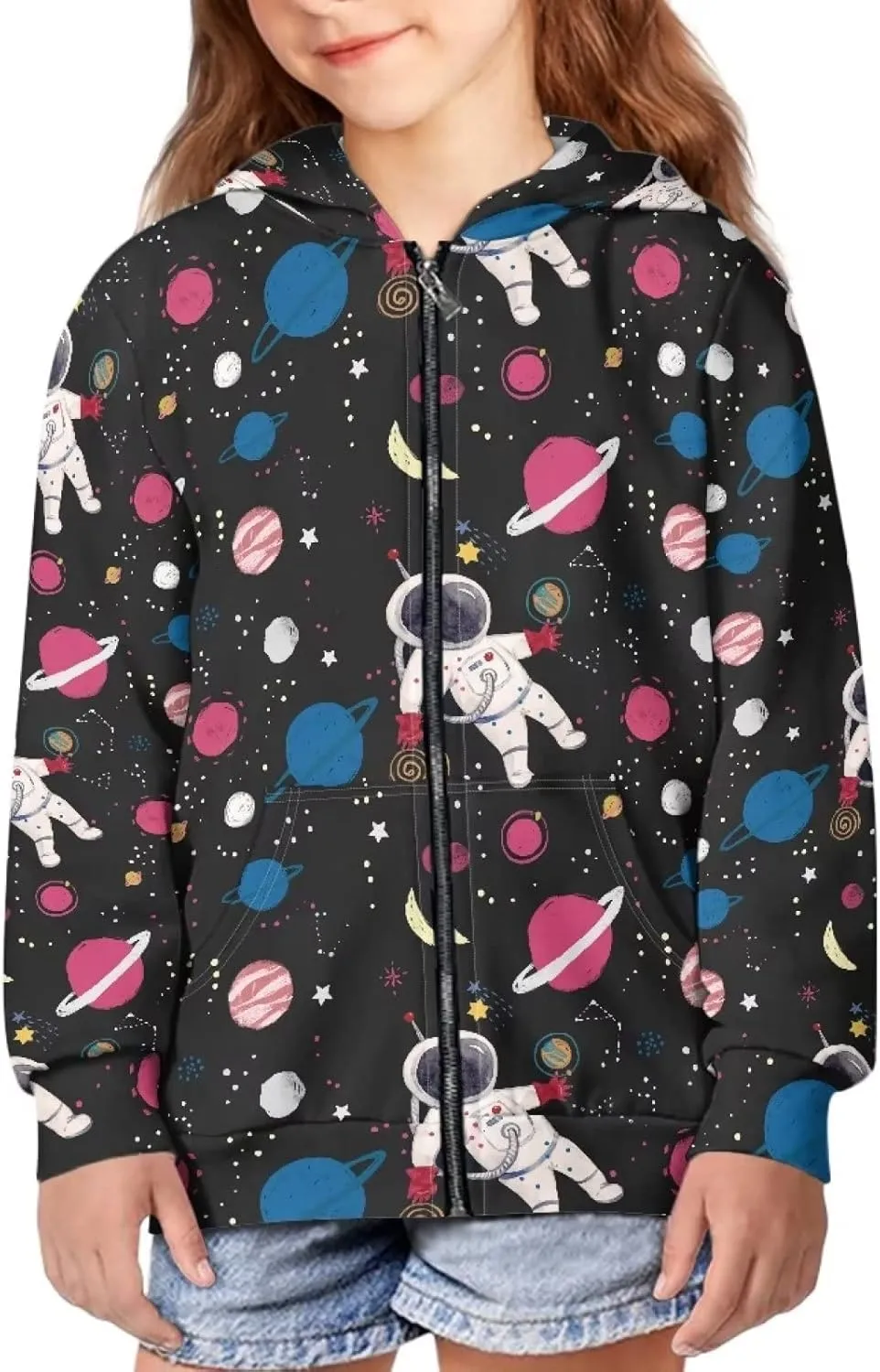 Xoenoiee Kids Full Zip Hoodie Sweatshirt Jacket Long Sleeve Casual Coat Top for Boys Girls