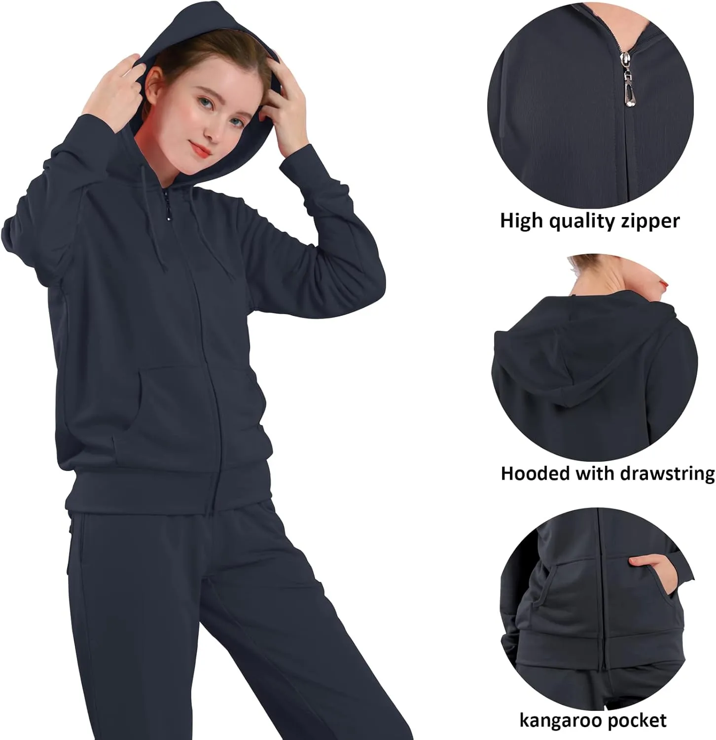 Yasumond Women's Two Piece Outfits Sweatsuit Set Jogging Track Suits Zipper Hoodies & Sweatpants
