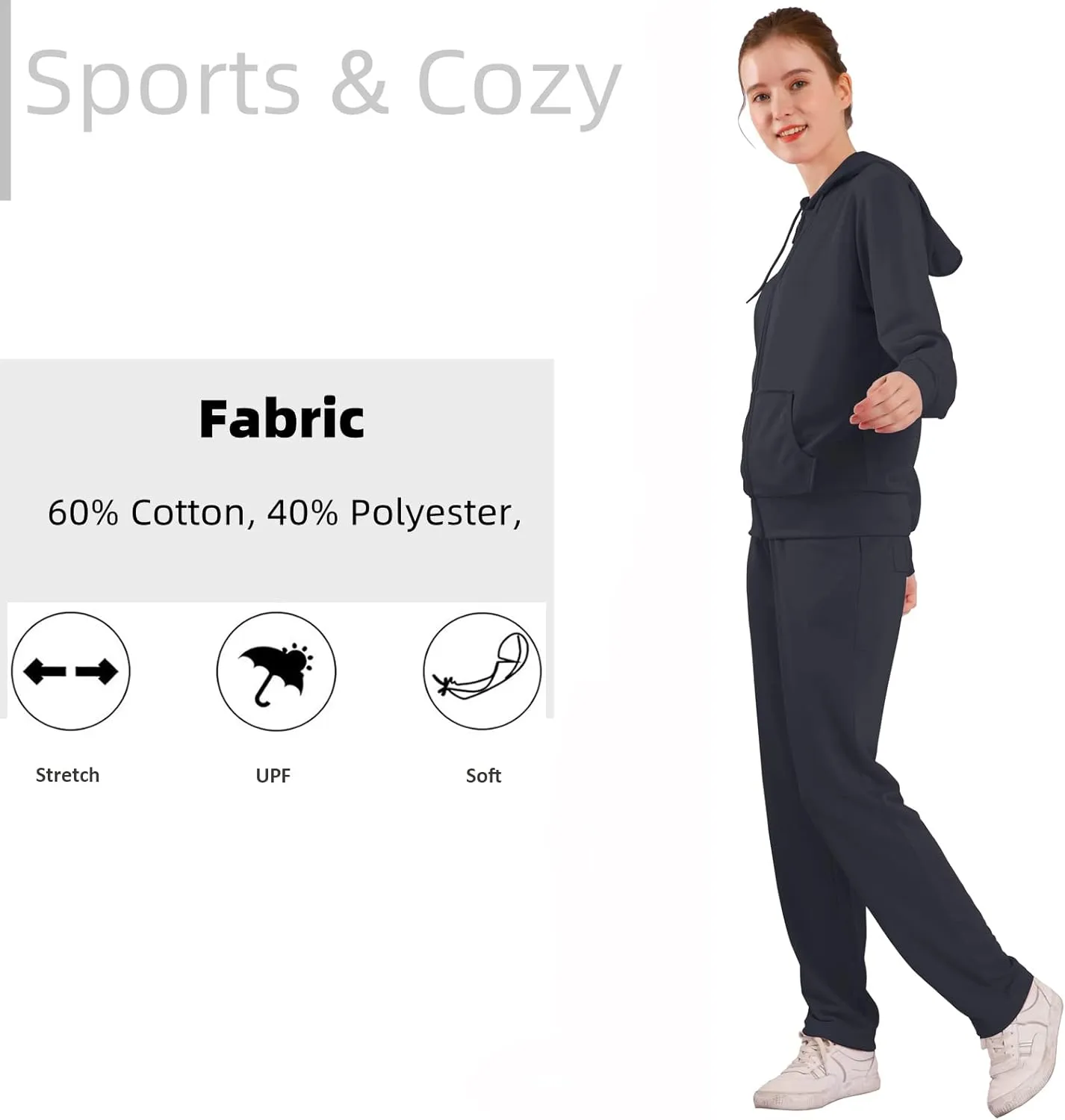 Yasumond Women's Two Piece Outfits Sweatsuit Set Jogging Track Suits Zipper Hoodies & Sweatpants